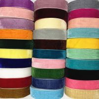 New 6-38mm Colour Single Face Line Polyester Velvet Ribbon for Bowknot Christmas Ribbon Party Decorations