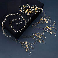 MYFEIVO งานแต่งงานเจ้าสาว Headdress Simple Hairpin หกชิ้นชุดโบราณ Hanfu U-Pin Handmade Pearl Headband HQ1608