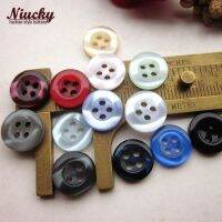 Niucky 11mm 7/16 quot; 4 holes 14 colors Round edge pearlescent clothing shirt buttons high quality resin sewing supplies R0201-043