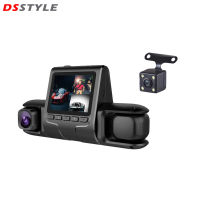 DSstyles กล้องติดหน้ารถ DVR,แผงหน้ารถด้านหลัง3ช่องเลนส์มุมกว้างไนท์วิชั่น IR กล้องติดรถยนต์เซ็นเซอร์ G