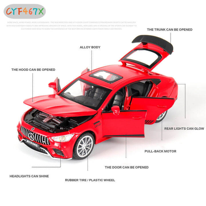 cyf-1-32โมเดลรถโลหะผสมรถแข่งของเล่นจำลองพร้อมแสงเสียงความต้านทานการตกกระแทกของตกแต่งรถ