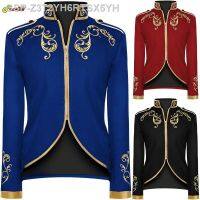 ♗Vitoriano Masculino Casaco De Jaqueta Ordado ยุคกลาง Bordado Zip Up Gola Príncipe Cosplay Traje Blazera Casos