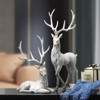 High End Deer Statue Reindeer Figurines Resin ELK Sculpture For Living Room Luxury Home Decoration Nordic Tabletop