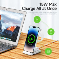 3 In 1 Wireless Charger Stand สำหรับ 15 14 13 12 11 Max Fast แท่นชาร์จแบบพับได้สำหรับ 8 7 SE 3 Pro