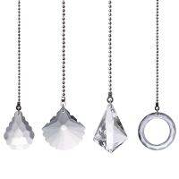 4Pcs Crystal Prisms Charm Pendant Ceiling Fan Pull Chain Extender with Connector