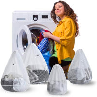 Mesh Laundry Bag Set Large Storage 3 Sizes Bra Washing Net Bag For Underwear Shoes Socks Clothes Drawstring Dirty Laundry Basket