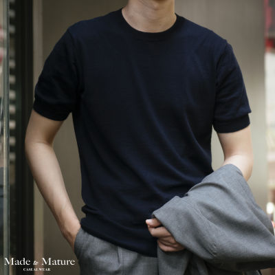 MadetoMature Ribbed Knit Tee - เสื้อถักคอกลม สีกรม