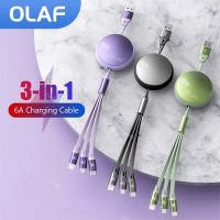 Olaf 6A 3 in 1 USB Cable Fast Charging 100W Type C Micro USB iOS Cable For iPhone 14 13 Samsung Xiaomi Huawei Type C Wire Cord