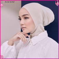 XUESHE ผู้ใหญ่ ปกเต็มด้านใน สีทึบ ฮิญาบผ้าฝ้าย ผ้าโพกหัวมุสลิม ผ้าโพกศีรษะ หมวกผู้หญิง