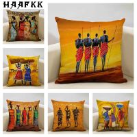 African National Style Cushion Cover Sofa Pillow for Family Sofa Car Decoration 45x45cm Linen Pillow Cover Duplex Print Cushion Cover