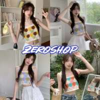 Zero shop?พร้อมส่ง? (Zero-72011)  เสื้อกล้ามถักไหมพรม ลายหัวใจน่ารักผูกไหล่ -C