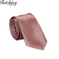 Ruizhijzg Men Slim Skinny Tie Necktie Solid Color Neck Ties Wedding Party Polyester Silk Male Neckties Plain Color