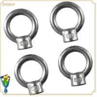 ZHIMUA 4pcs 304สแตนเลสสตีล น๊อตสำหรับยกตา รูปทรงวงแหวน ทนทานสำหรับงานหนัก สลักเกลียวตา ทนทานต่อการใช้งาน 1/4ค่ะ แหวนน๊อต เกรดทางทะเล