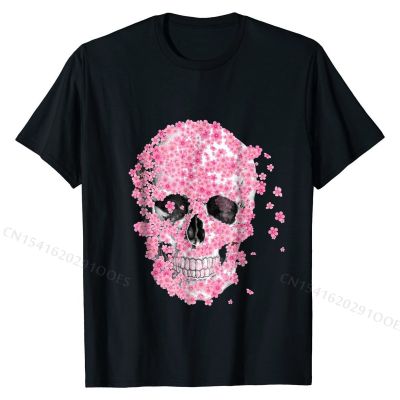 T-Shirt, Horror Skull Cherry Blossom, Japanese Sakura Cotton Men Top T-shirts Casual Tops Shirt Hip Hop Design