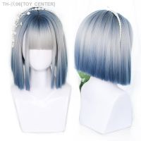 HOUYAN Short Straight Hair Bob Synthetic Wig Female Blue Gradient Wig Natural Black Cosplay Lolita Party Wig [ Hot sell ] TOY CENTER