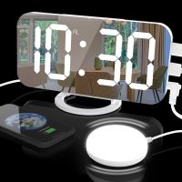 New Creative Led Vibration Alarm Clock Multifunctional Dual USB Charging Mute Bedside Luminous Automatically Adjust Brightness