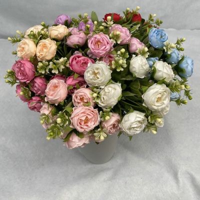 【CC】 5 Forks And 10 Heads Simulated 31cm Pink Silk Bouquet Artificial Wedding Decoration