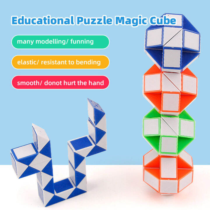 【1-3Days Delivery】3D Magic Cube Ruler 24 Segments Cubo Magico Snake ...