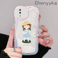 Chenyyka เคส A10 M11 A11ลายการ์ตูนในฤดูร้อนที่น่ารักสาวน้อยโค้งขอบเคสใสฝาครอบป้องกันเคสมือถือเนื้อครีม