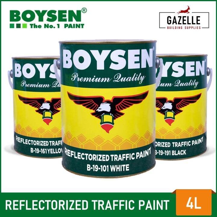 Boysen Traffic Paint Alkyd / Reflectorized 4L - White / Yellow / Black ...