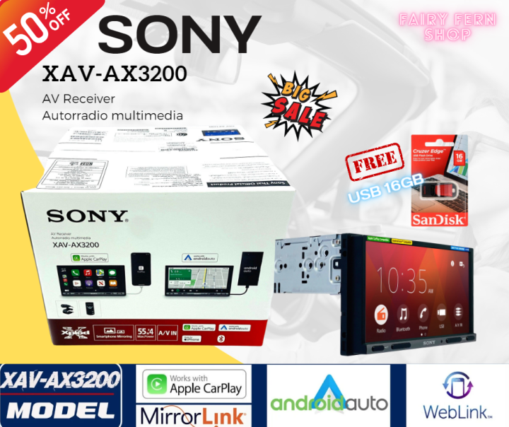 สินค้าใหม่-จอติดรถยนต์-sony-xav-ax3200-ของแท้100-โซนี่-วิทยุติดรถยนต์-มีบลูทูธ-จอ2din-6-95นิ้ว-เชื่อมต่อ-android-หรือ-ios-รองรับ-apple-carplay-android-auto-weplink