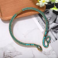 Blue Turquoise Micron Pave Snake Necklace Antique Egypt Style Cleopatra Bendable Necklace Sexy Wild Choker Snake Necklace