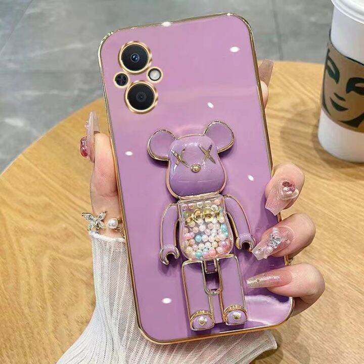 เคสโทรศัพท์สำหรับ-oppo-reno-7z-ฝาหลังสุดหรู-reno-8z-3มิติกับผู้ถือหมี