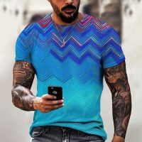 Mens T-Shirt Stripe Print Tees Summer Clothing Colorful Pattern Short Sleeve Top Designer Oversized T Shirt  Casual Streetwear