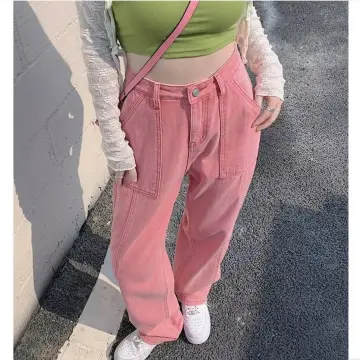 Y2k Aesthetic Pink Denim Pants