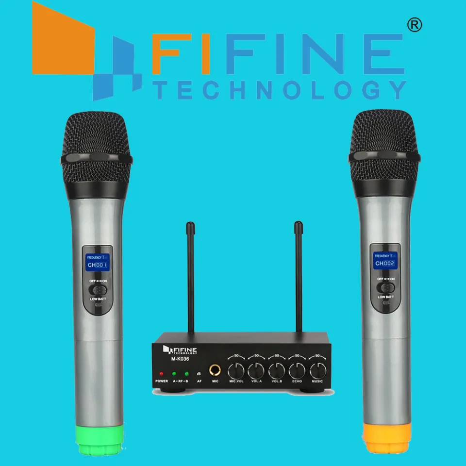 FIFINE K036 Dual Wireless Microphones System for Gig, Home Karaoke