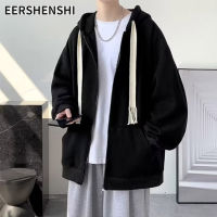 EERSHENSHI เสื้อสเวตเตอร์แจ็คเก็ตลำลองคาร์ดิแกนเสื้อแจ็กเก็ตเสื้อกันหนาวมีฮู้ดเรียบง่ายบาง