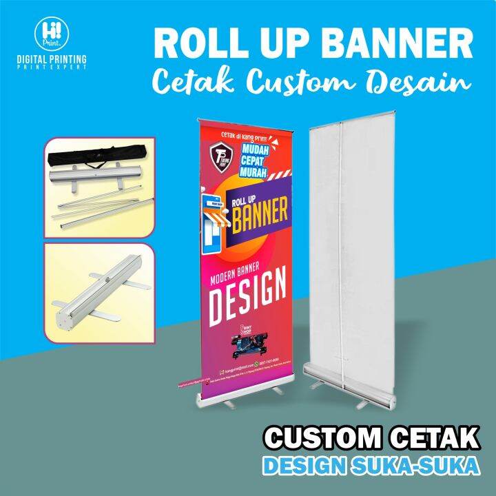 Cetak Roll Up Banner Custome Desain Lazada Indonesia