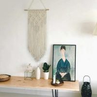 Lsmavds Hiasan Kamar การตกแต่งบ้านเก๋ไก๋พรมทอแขวนผนัง Boho Macrame แขวนผนังแบบทอเรขาคณิต