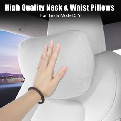 Car Neck Waist Pillows 1 Pc For Tesla Model 3 Y Universal Headrest Soft Comfortable Cushion For Head Lumbar Relief Support