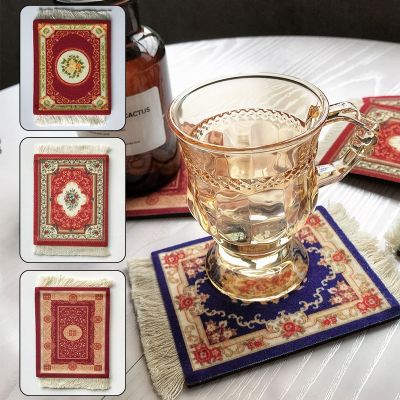【CW】 Woven Tassels Cup Coaster Room Decoration Table Resistant Dining 2023