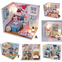 BarbieBaby โมเดลบ้านไม้ของเล่น DIY ประดับตกแต่งเฟอร์นิเจอร์ บ้านตุ๊กตา แถมฝาครอบกันฝุ่น