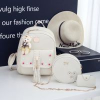 Korean Style Backpack Womens 2019 New Fashion Autumn And Winter Wild Young Lady Backpack Small Clear New Color Nail Three-Piece Set