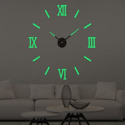 Clock Wall Decroation Living Room DIY Bedroom Digital Wall Clock Luminous Simple Mute Clock