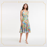 Kloset Print Halter Midi Dress(SS20-D004)ชุดเดรส ชุดเดรสคล้องคอ ชุดเดรสสั้น ชุดเดรสผ้าพิมพ์ ชุดเดรสแฟชั่น