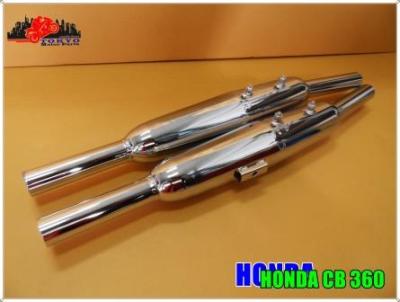 HONDA CB360 CB 360 EXHAUST MUFFLER "CHROME" SET PAIR (LH&amp;RH) "TIS." // ท่อไอเสีย ท่อคู่ ชุบโครเมี่ยม งานมาตรฐาน มี มอก.