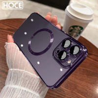 เคสแม่เหล็กติดโทรศัพท์ HOCE Magsafe สำหรับ iPhone 14 13 12 11 Pro Max 14 Plus TPU ใสนุ่มฝาหลังพร้อมเลนส์กระจกป้องกัน