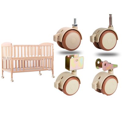 2 Universal Crib Swivel Casters Cabinet Clamp with Brake Wheels Nylon Furniture Support Leg for Chairs Baby Bed Trolley