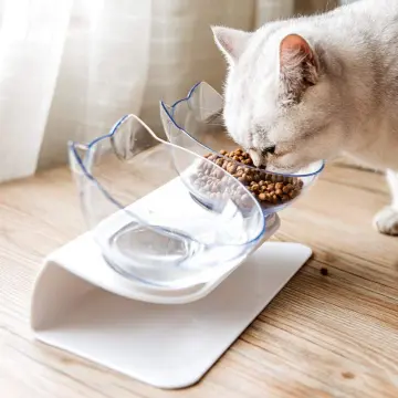 Tilted Cat Food Bowls No Spill Raised Cat Food Bowl Ergonomic Feeding  Station