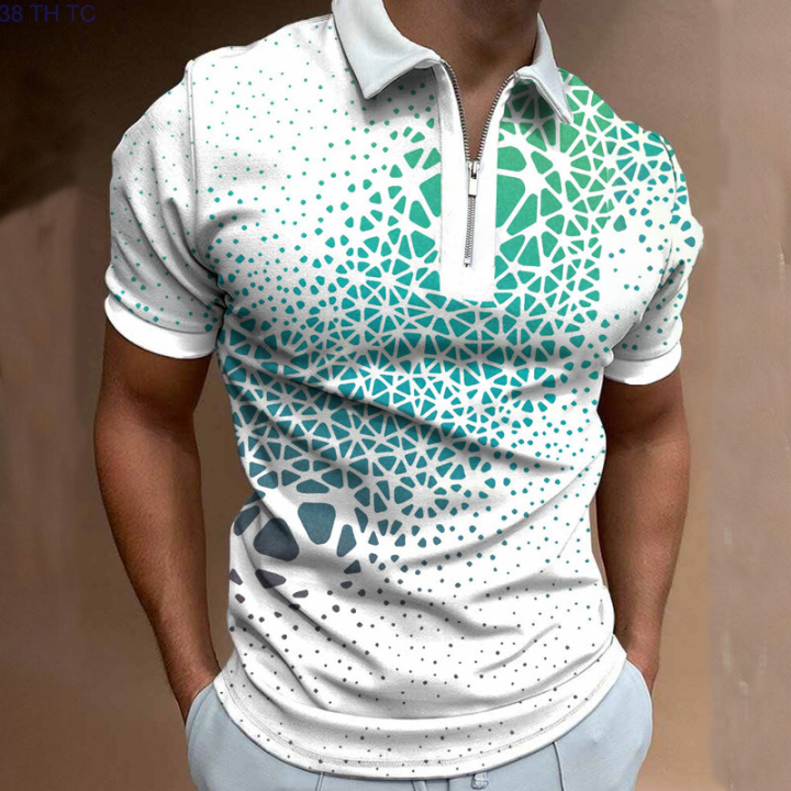 high-quality-mens-zippered-collar-polo-shirt-oversized-casual-sleeves-short-sleeve-print-summer-with-zipper