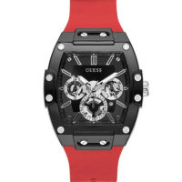 GUESS  Mens Multifunction Red Smooth Silicone Strap Watch  GW0203G4 GW0203G1 GW0203G2 GW0203G3 GW0203G5 GW0203G7