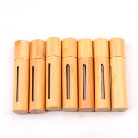 5PCS Bamboo Roll on Bottle Stainless Steel Roller Ball Perfume Bottle Essential Oil Travel Dropper Bottle Refillable Container