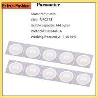 ESTRUS FASHION 50pcs 13.56MHz ป้าย NFC กลมกลมๆ เส้นผ่าศูนย์กลาง25มม. ป้ายสติกเกอร์ฉลาก ทนทานต่อการใช้งาน สติกเกอร์213 สำหรับ Huawei Share ios13ทางลัดอัตโนมัติส่วนบุคคล คัดลอกป้ายโคลน