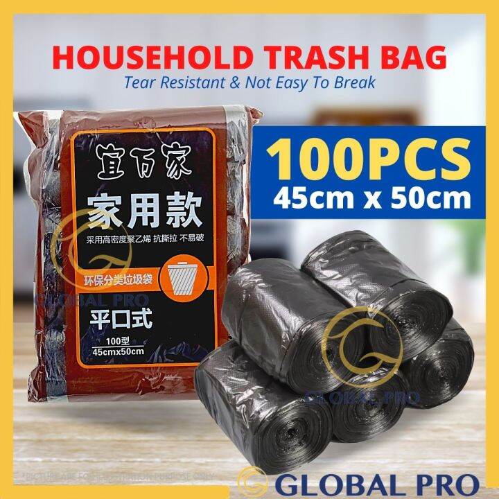 100PCS Trash Garbage Bags Cleaning Waste Bag Plastic Bag on Roll for