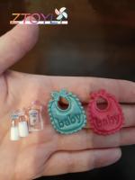 【YF】✵▦  New 1:12 Dollhouse Miniature Accessory Shampoo Bibs Baby Bottles Set