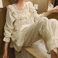 Women‘s Lolita Flower Embroidery Lace Square Neck Pajama